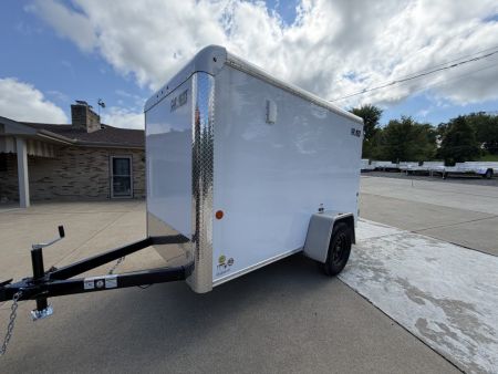 New 2026 Car Mate Trailers 5X10 Custom Cargo Enclosed Trailer - Crystal White - 6" extra height W/ Barn Doors - 2990# GVWR