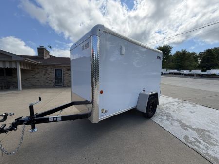New 2026 Car Mate Trailers 5X10 Custom Cargo Enclosed Trailer - Crystal White - 6" extra height W/ Barn Doors - 2990# GVWR