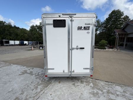 New 2026 Car Mate Trailers 5X10 Custom Cargo Enclosed Trailer - Crystal White - 6" extra height W/ Barn Doors - 2990# GVWR
