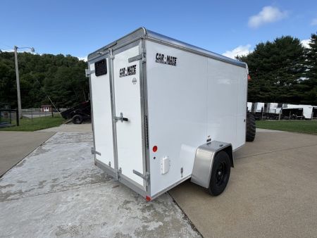 New 2026 Car Mate Trailers 5X10 Custom Cargo Enclosed Trailer - Crystal White - 6" extra height W/ Barn Doors - 2990# GVWR