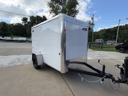 New 2026 Car Mate Trailers 5X10 Custom Cargo Enclosed Trailer - Crystal White - 6" extra height W/ Barn Doors - 2990# GVWR