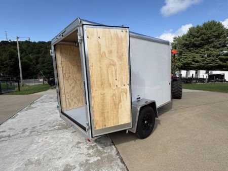 New 2026 Car Mate Trailers 5X10 Custom Cargo Enclosed Trailer - Crystal White - 6" extra height W/ Barn Doors - 2990# GVWR