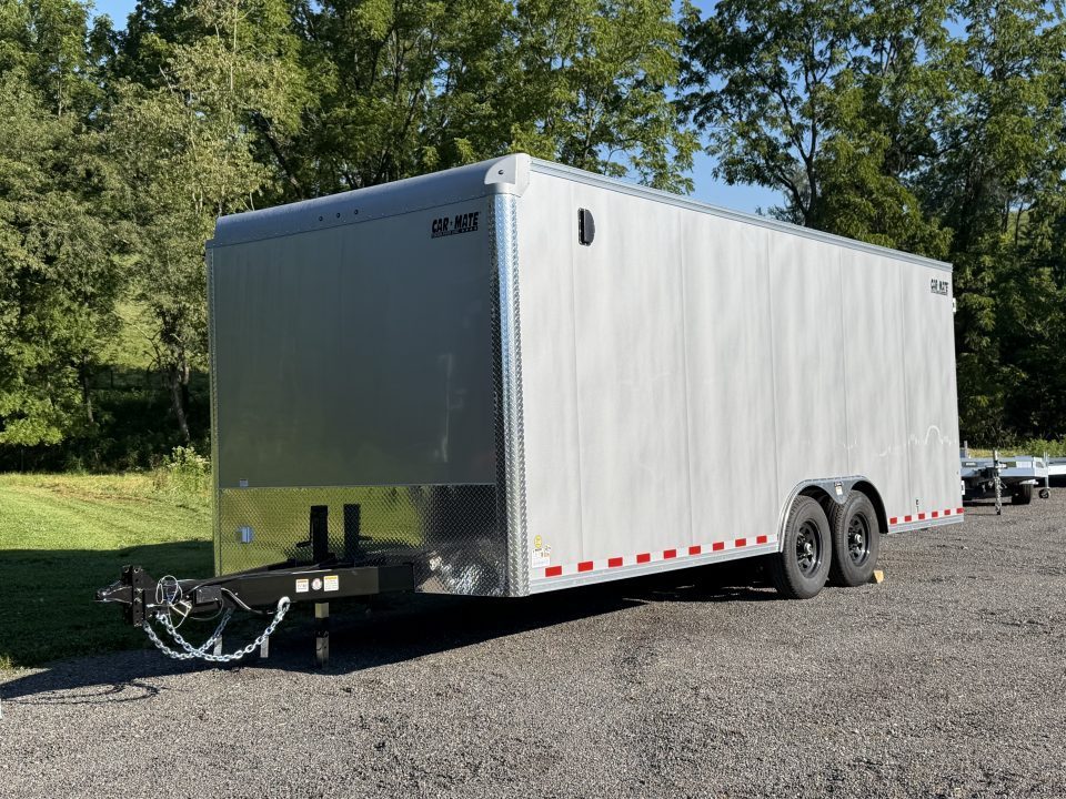New 2026 Car Mate Trailers 8x22 Super Duty Enclosed Trailer - Silver Frost - Barn Doors w/ 110V PKG, Aluminum Work Bench / Cabinets (+ Additional Options) - 12,000# GVWR