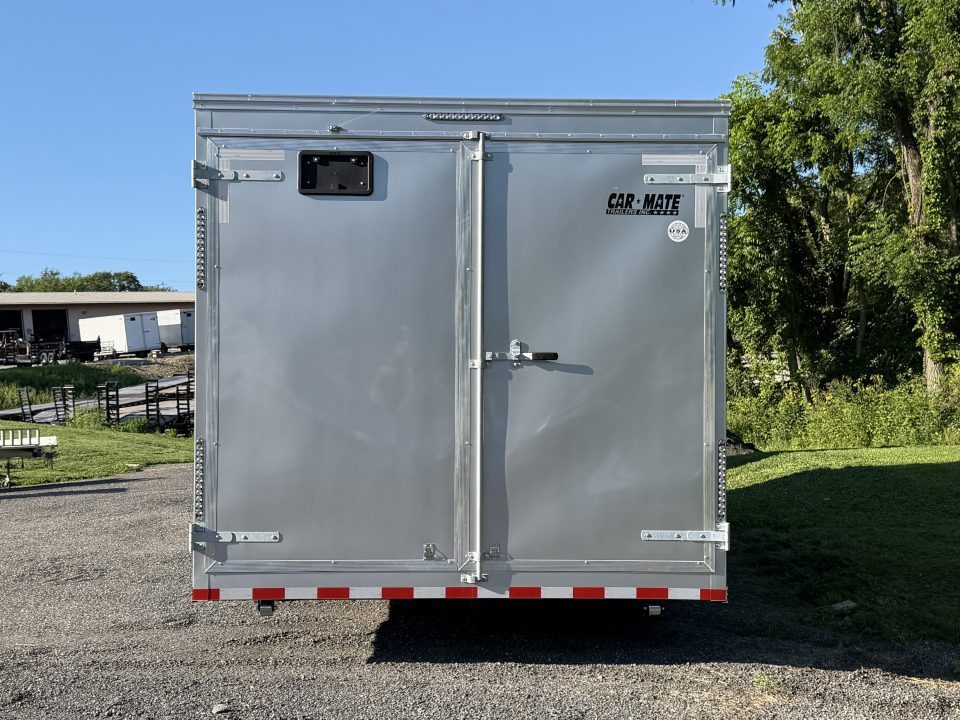 New 2026 Car Mate Trailers 8x22 Super Duty Enclosed Trailer - Silver Frost - Barn Doors w/ 110V PKG, Aluminum Work Bench / Cabinets (+ Additional Options) - 12,000# GVWR