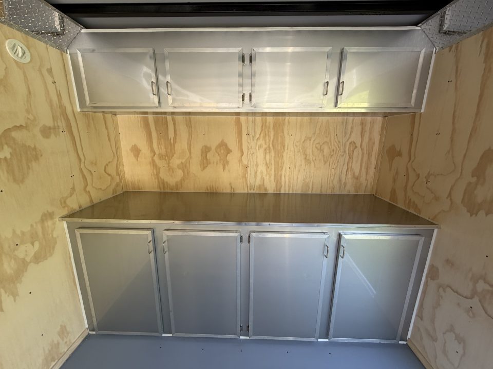 New 2026 Car Mate Trailers 8x22 Super Duty Enclosed Trailer - Silver Frost - Barn Doors w/ 110V PKG, Aluminum Work Bench / Cabinets (+ Additional Options) - 12,000# GVWR