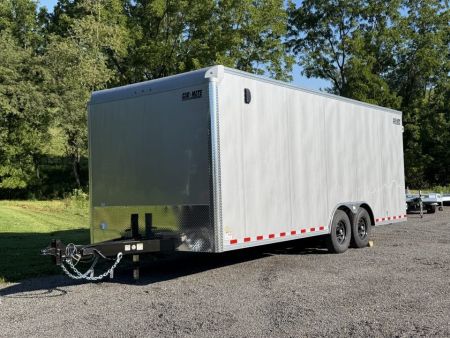 New 2026 Car Mate Trailers 8x22 Super Duty Enclosed Trailer - Silver Frost - Barn Doors w/ 110V PKG, Aluminum Work Bench / Cabinets (+ Additional Options) - 12,000# GVWR