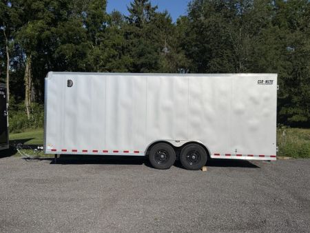 New 2026 Car Mate Trailers 8x22 Super Duty Enclosed Trailer - Silver Frost - Barn Doors w/ 110V PKG, Aluminum Work Bench / Cabinets (+ Additional Options) - 12,000# GVWR