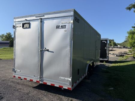 New 2026 Car Mate Trailers 8x22 Super Duty Enclosed Trailer - Silver Frost - Barn Doors w/ 110V PKG, Aluminum Work Bench / Cabinets (+ Additional Options) - 12,000# GVWR