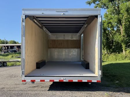 New 2026 Car Mate Trailers 8x22 Super Duty Enclosed Trailer - Silver Frost - Barn Doors w/ 110V PKG, Aluminum Work Bench / Cabinets (+ Additional Options) - 12,000# GVWR
