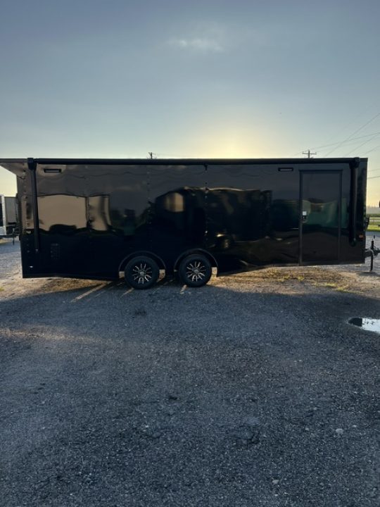 New 2027 Rock Solid Cargo 8.5x24 Race Trailer & Enclosed Car Hauler For Sale – Black Polycore | Super Stealth Blackout Package