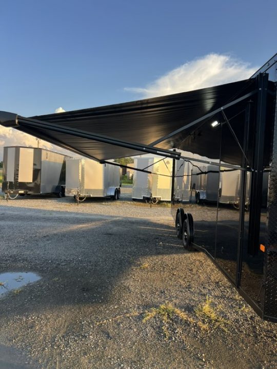 New 2027 Rock Solid Cargo 8.5x24 Race Trailer & Enclosed Car Hauler For Sale – Black Polycore | Super Stealth Blackout Package