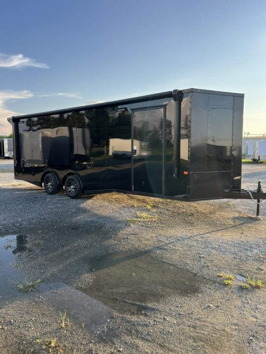 New 2027 Rock Solid Cargo 8.5x24 Race Trailer & Enclosed Car Hauler For Sale – Black Polycore | Super Stealth Blackout Package