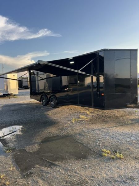 New 2027 Rock Solid Cargo 8.5x24 Race Trailer & Enclosed Car Hauler For Sale – Black Polycore | Super Stealth Blackout Package