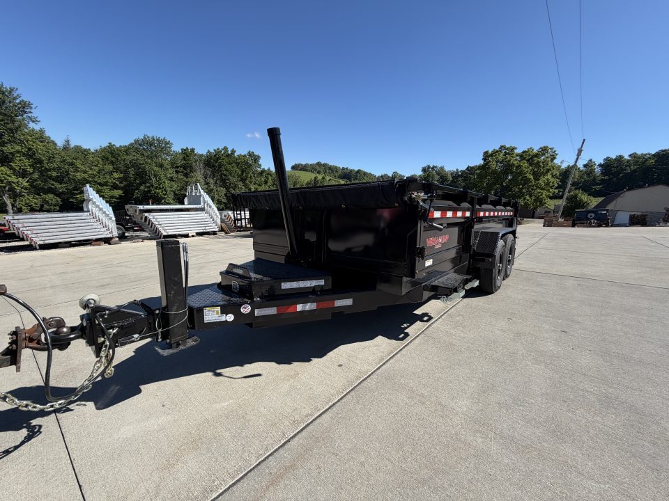 New 2026 Midsota 82" x 16' Versa Dump W/ Telescopic Cylinder - Hydraulic Jack - Side Swing Door (Spare Tire/Ramps/Tarp Included) - Black - 15,400# GVWR