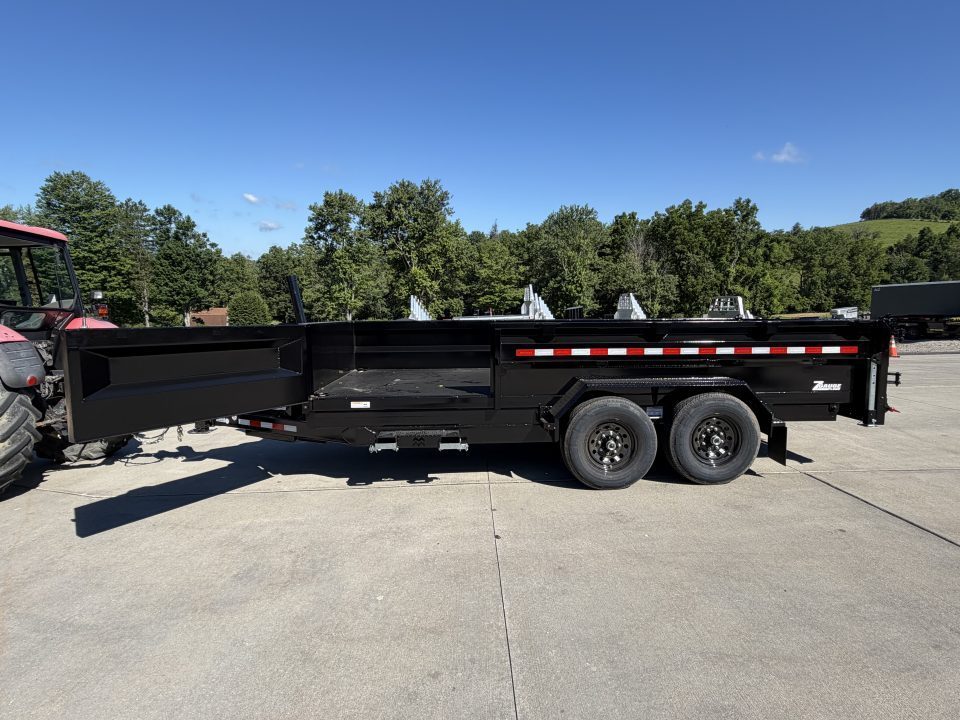 New 2026 Midsota 82" x 16' Versa Dump W/ Telescopic Cylinder - Hydraulic Jack - Side Swing Door (Spare Tire/Ramps/Tarp Included) - Black - 15,400# GVWR