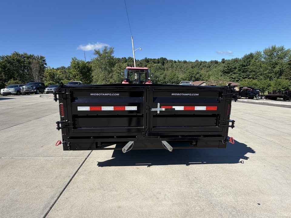 New 2026 Midsota 82" x 16' Versa Dump W/ Telescopic Cylinder - Hydraulic Jack - Side Swing Door (Spare Tire/Ramps/Tarp Included) - Black - 15,400# GVWR