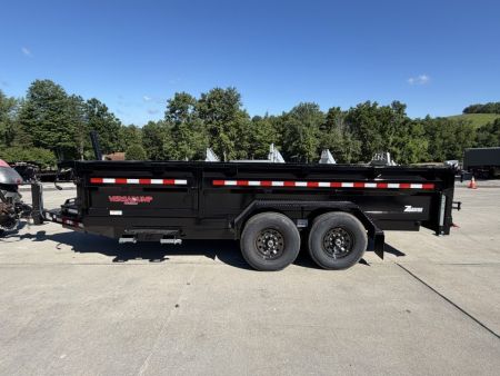 New 2026 Midsota 82" x 16' Versa Dump W/ Telescopic Cylinder - Hydraulic Jack - Side Swing Door (Spare Tire/Ramps/Tarp Included) - Black - 15,400# GVWR