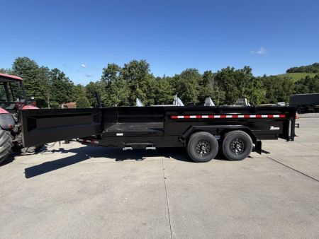 New 2026 Midsota 82" x 16' Versa Dump W/ Telescopic Cylinder - Hydraulic Jack - Side Swing Door (Spare Tire/Ramps/Tarp Included) - Black - 15,400# GVWR