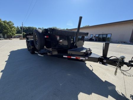 New 2026 Midsota 82" x 16' Versa Dump W/ Telescopic Cylinder - Hydraulic Jack - Side Swing Door (Spare Tire/Ramps/Tarp Included) - Black - 15,400# GVWR