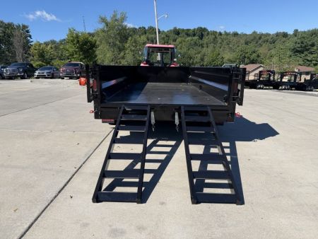 New 2026 Midsota 82" x 16' Versa Dump W/ Telescopic Cylinder - Hydraulic Jack - Side Swing Door (Spare Tire/Ramps/Tarp Included) - Black - 15,400# GVWR