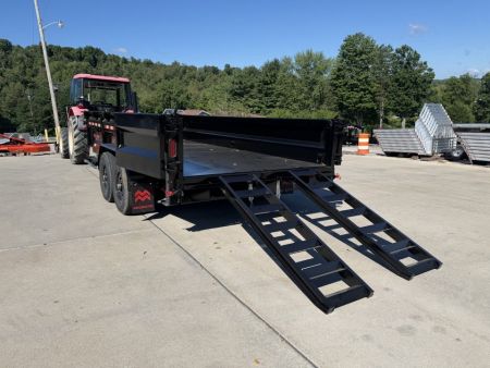 New 2026 Midsota 82" x 16' Versa Dump W/ Telescopic Cylinder - Hydraulic Jack - Side Swing Door (Spare Tire/Ramps/Tarp Included) - Black - 15,400# GVWR