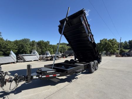 New 2026 Midsota 82" x 16' Versa Dump W/ Telescopic Cylinder - Hydraulic Jack - Side Swing Door (Spare Tire/Ramps/Tarp Included) - Black - 15,400# GVWR