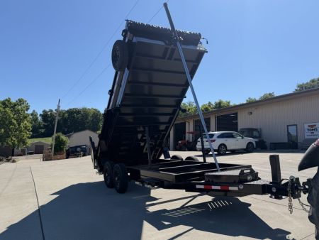 New 2026 Midsota 82" x 16' Versa Dump W/ Telescopic Cylinder - Hydraulic Jack - Side Swing Door (Spare Tire/Ramps/Tarp Included) - Black - 15,400# GVWR