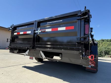 New 2026 Midsota 82" x 16' Versa Dump W/ Telescopic Cylinder - Hydraulic Jack - Side Swing Door (Spare Tire/Ramps/Tarp Included) - Black - 15,400# GVWR