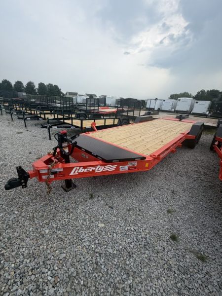 New 2026 LIBERTY LE14K83X19+3B8 Equipment Trailer 83X22 TA DOVETAIL W/ MAMMOTH RAMPS (GVW:17500) SUNSET ORANGE