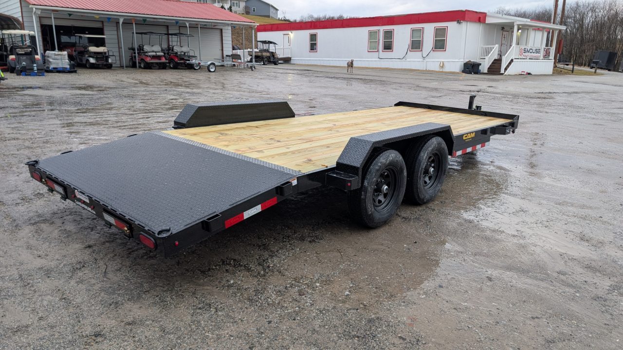 New 2026 CAM Superline 18' Wood Deck Car Hauler w/ DS Removable Fender