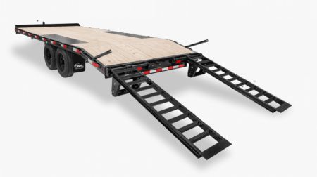 New 2026 CAM Superline 17+3 General Duty Flat Deck Deckover w/ 6' Stand Up Ramps