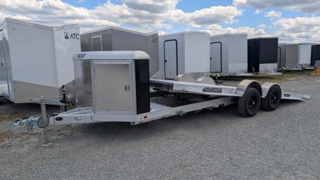 New 2027 Aluma 20' (20" Stationary + 20' Tilt) HD XL Executive Tilt Car Hauler w/ Cargo Box