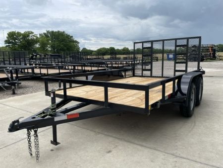 New C&M 82X12 ANGLE TOP UTILTY (2) 3500lb TANDEM AXLES, GVWR 7000lb W/4' GATE