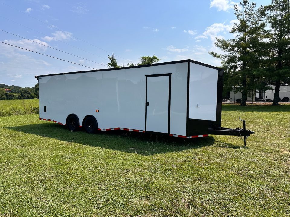 New 2026 8.5x28 Race Trailer - Finished Interior- 7000lb Spread Torsion - Recessed E-Track-Full Escape Door-Removable Fender