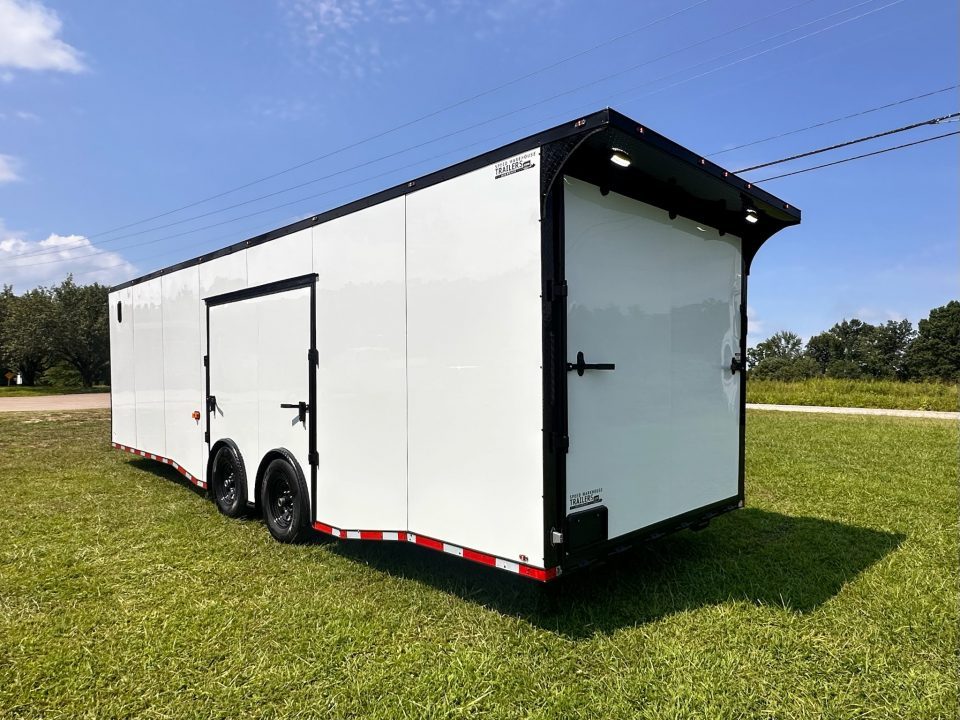 New 2026 8.5x28 Race Trailer - Finished Interior- 7000lb Spread Torsion - Recessed E-Track-Full Escape Door-Removable Fender