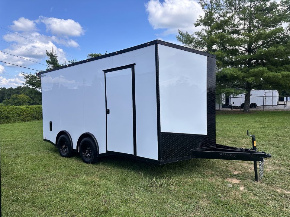New 2026 8.5x16 Car Hauler-5200 Torsions- White poly- Enclosed Car Hauler