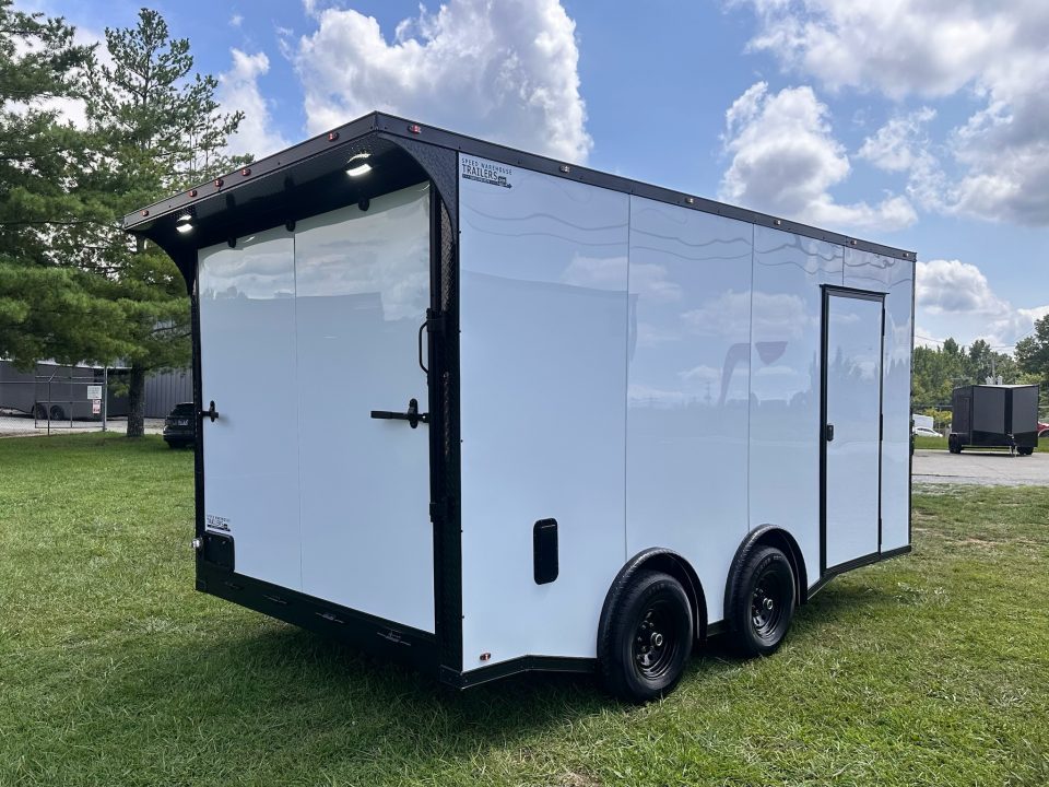New 2026 8.5x16 Car Hauler-5200 Torsions- White poly- Enclosed Car Hauler
