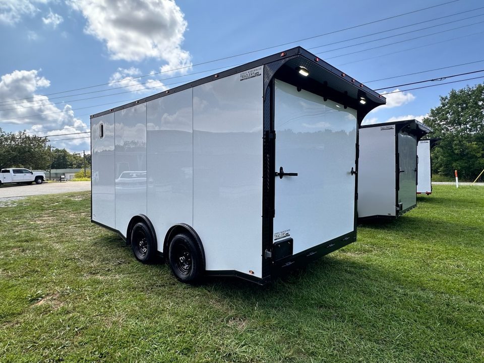 New 2026 8.5x16 Car Hauler-5200 Torsions- White poly- Enclosed Car Hauler