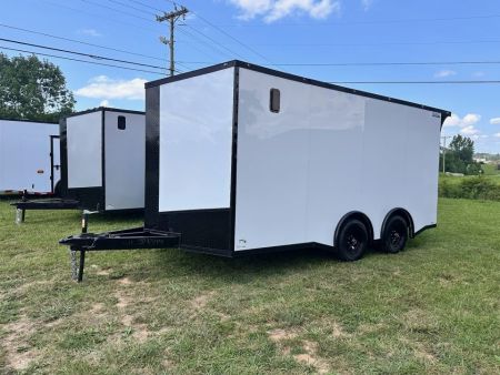 New 2026 8.5x16 Car Hauler-5200 Torsions- White poly- Enclosed Car Hauler