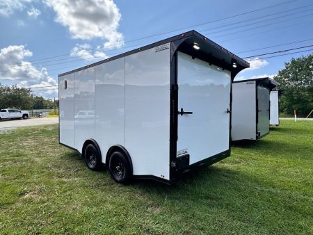 New 2026 8.5x16 Car Hauler-5200 Torsions- White poly- Enclosed Car Hauler