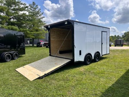 New 2026 8.5x16 Car Hauler-5200 Torsions- White poly- Enclosed Car Hauler