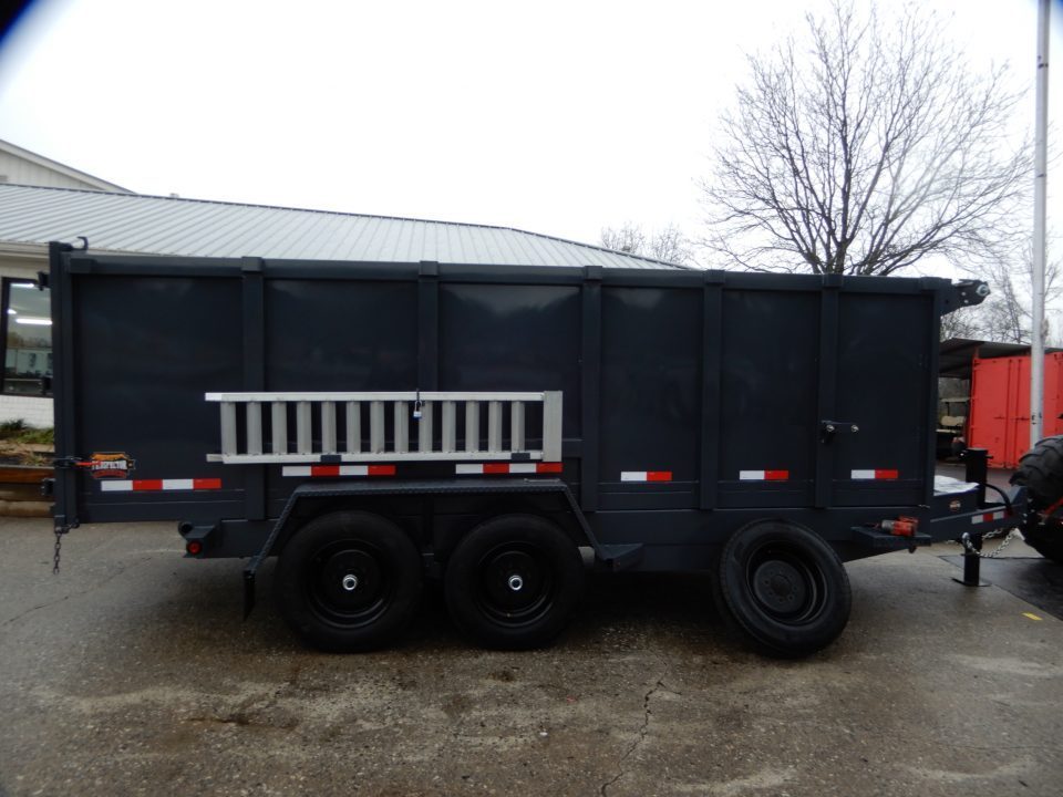 New 2027 Covered Wagon 7x14 Dump, 4' Sides, Tarp, Spare, Ramps