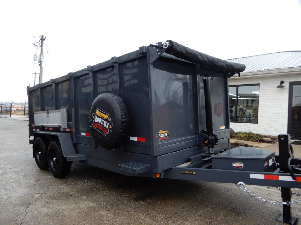 New 2027 Covered Wagon 7x14 Dump, 4' Sides, Tarp, Spare, Ramps