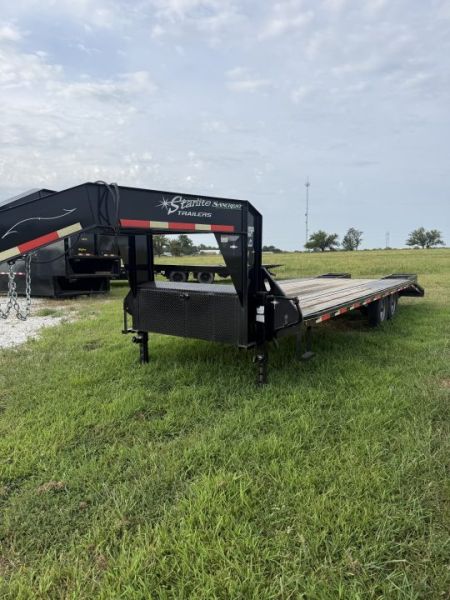 Used 2017 Starlite TANDEM GN W / MAX FLIP OVER RAMPS 102X25 Flatbed Trailer