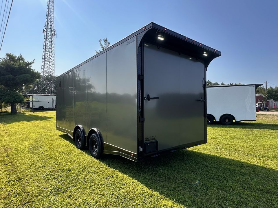 New 2027 8.5x20 Car Hauler 5200 lb torsions 7'6" Interior - Charcoal poly-Blackout- Enclosed Car Hauler
