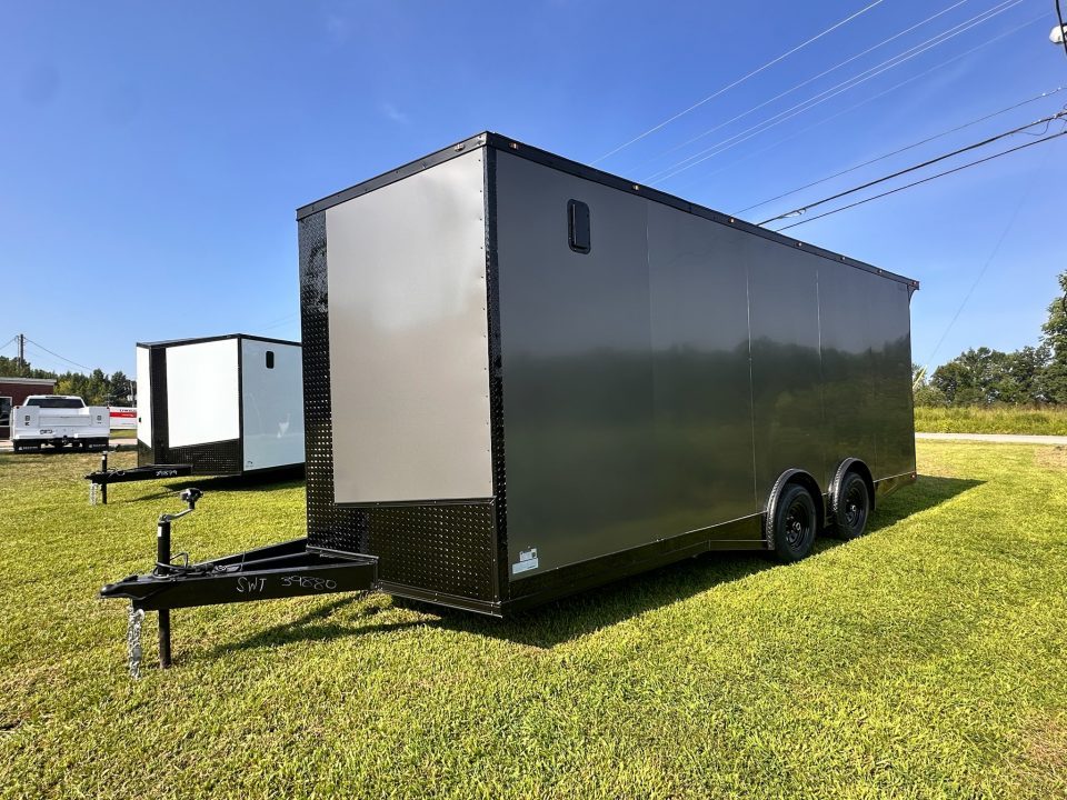 New 2027 8.5x20 Car Hauler 5200 lb torsions 7'6" Interior - Charcoal poly-Blackout- Enclosed Car Hauler
