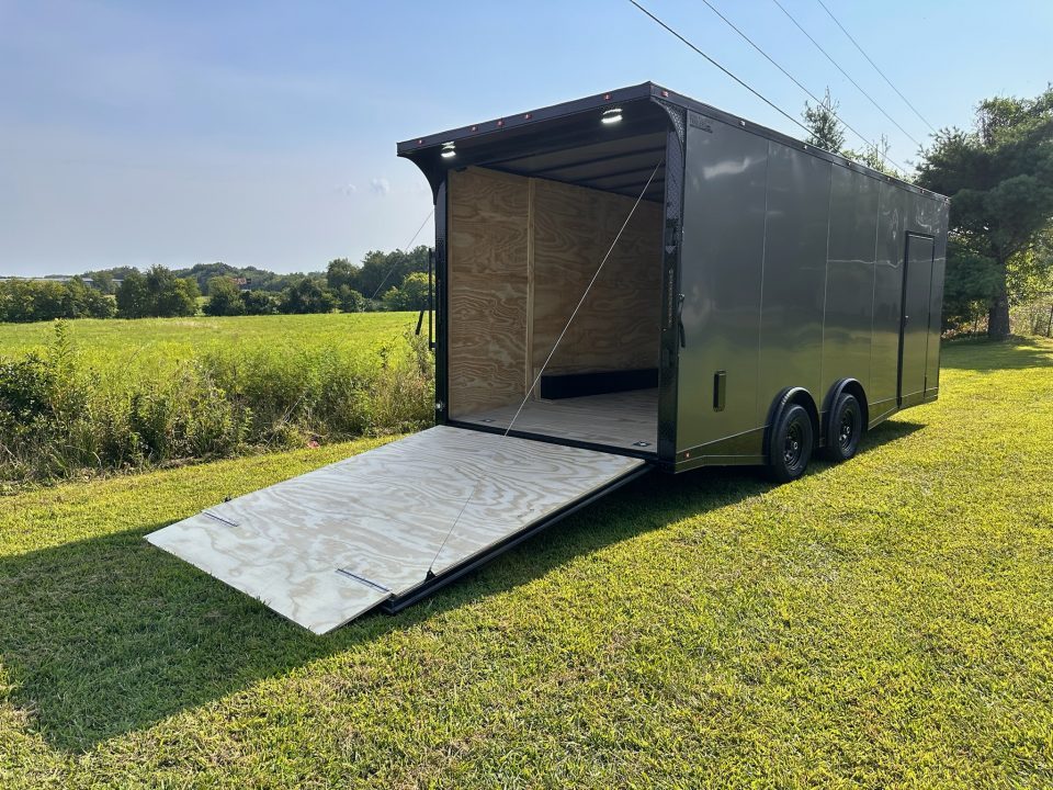 New 2027 8.5x20 Car Hauler 5200 lb torsions 7'6" Interior - Charcoal poly-Blackout- Enclosed Car Hauler