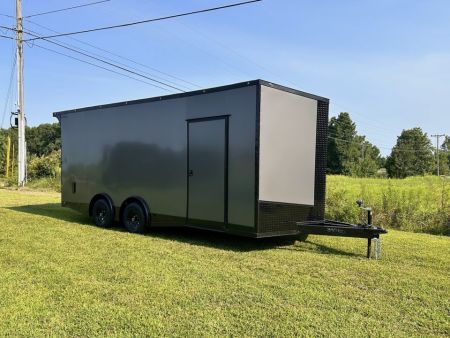 New 2027 8.5x20 Car Hauler 5200 lb torsions 7'6" Interior - Charcoal poly-Blackout- Enclosed Car Hauler