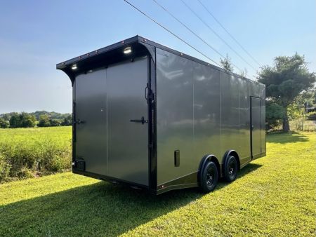 New 2027 8.5x20 Car Hauler 5200 lb torsions 7'6" Interior - Charcoal poly-Blackout- Enclosed Car Hauler