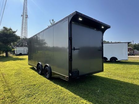 New 2027 8.5x20 Car Hauler 5200 lb torsions 7'6" Interior - Charcoal poly-Blackout- Enclosed Car Hauler
